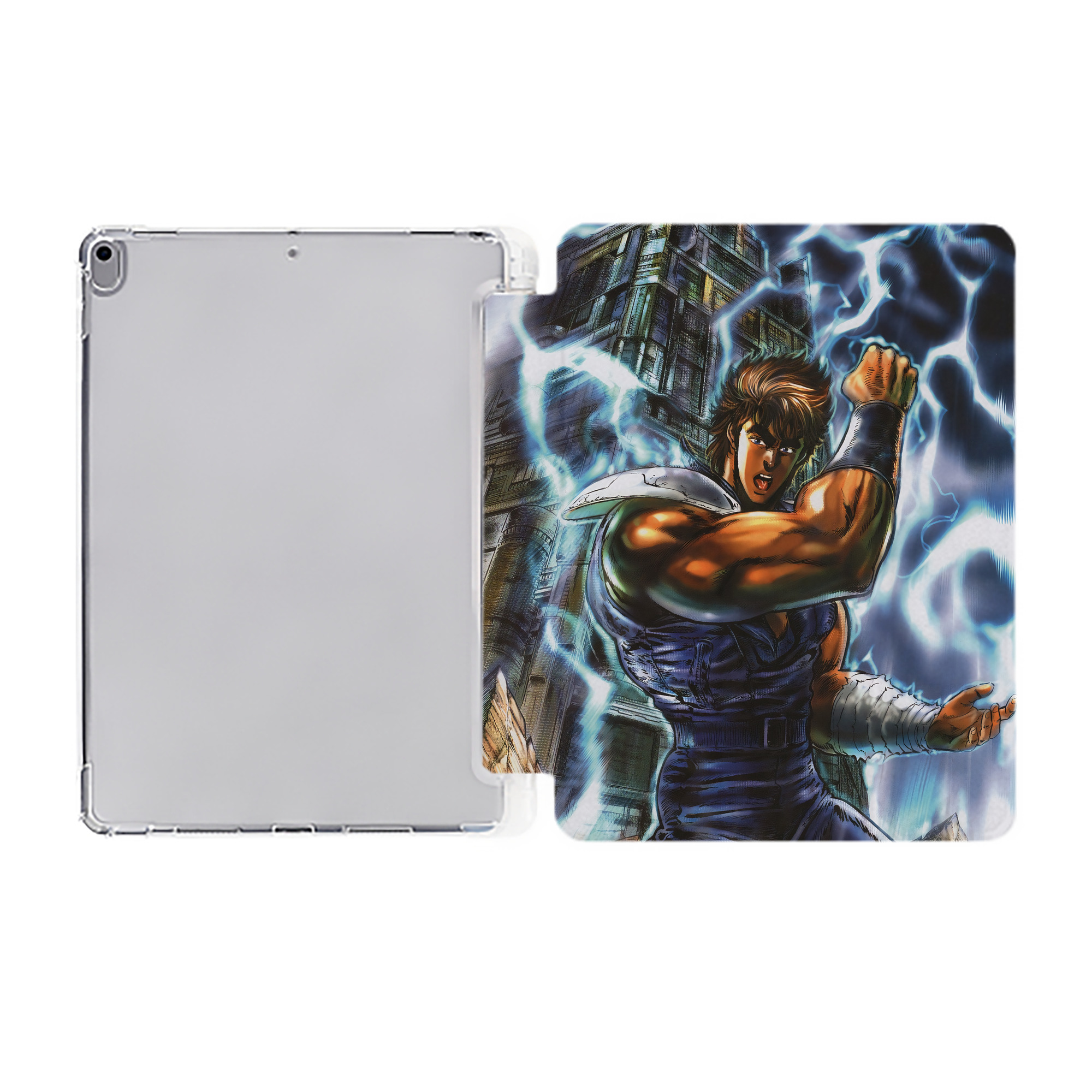 （画像用） 北斗の拳 Fist of the North Star IPad ケース ペン収納付き 三つ折りスタンド PUレザー×シリコン 対応機種9.5/10.5/10.9インチ